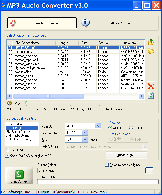 Screenshot of MP3 Audio Converter