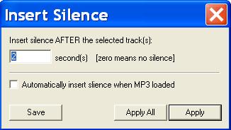 MP3 Joiner - Insert Silence between Tracks